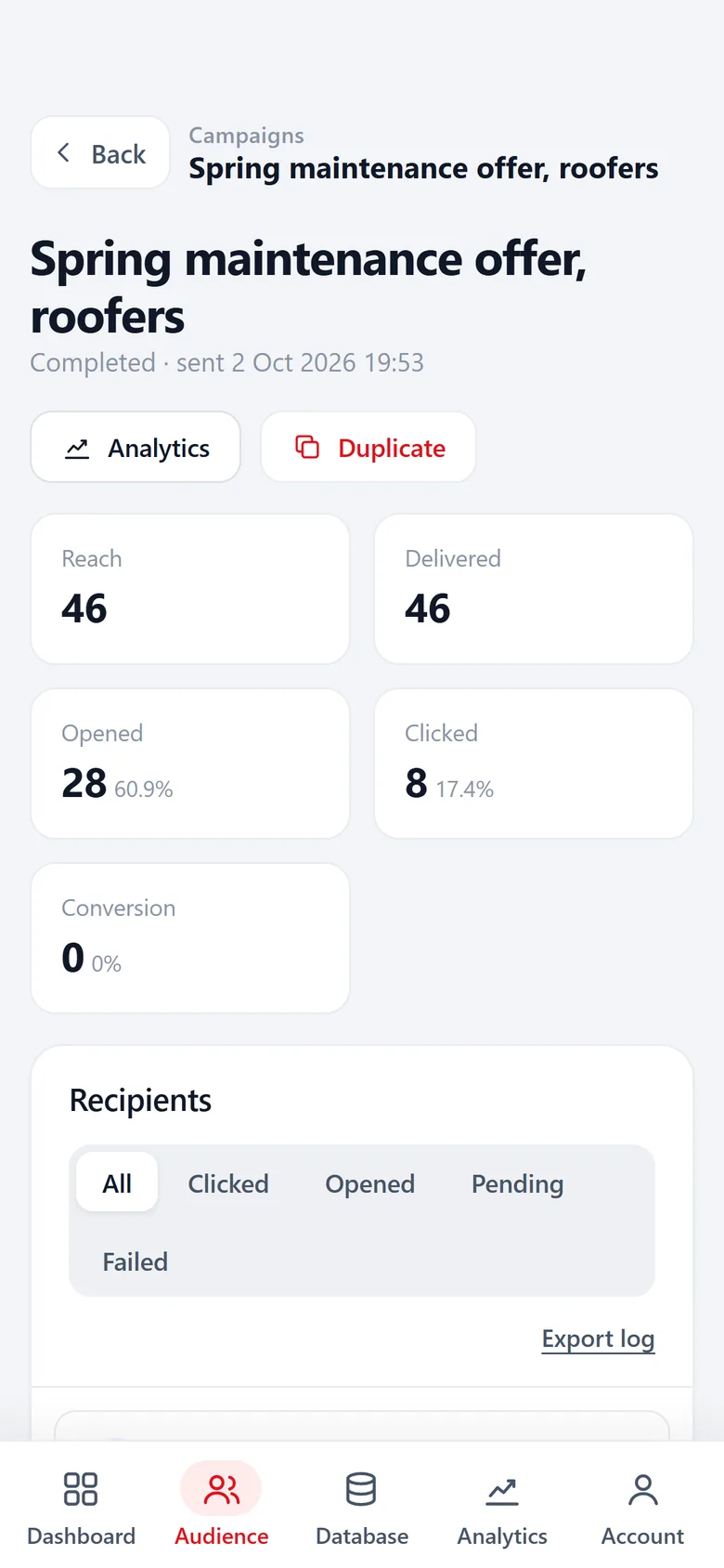 Riftjaw campaign results on a phone